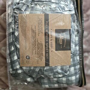 Bluish Green and White Plaid Full Size Sheet Set